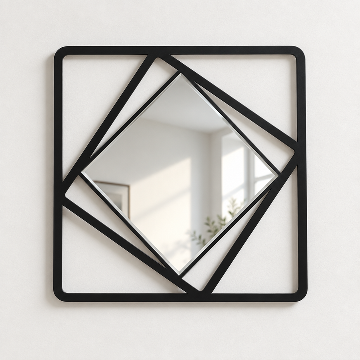 Capas cuadradas rotadas – Metal geométrico Espejo De Pared