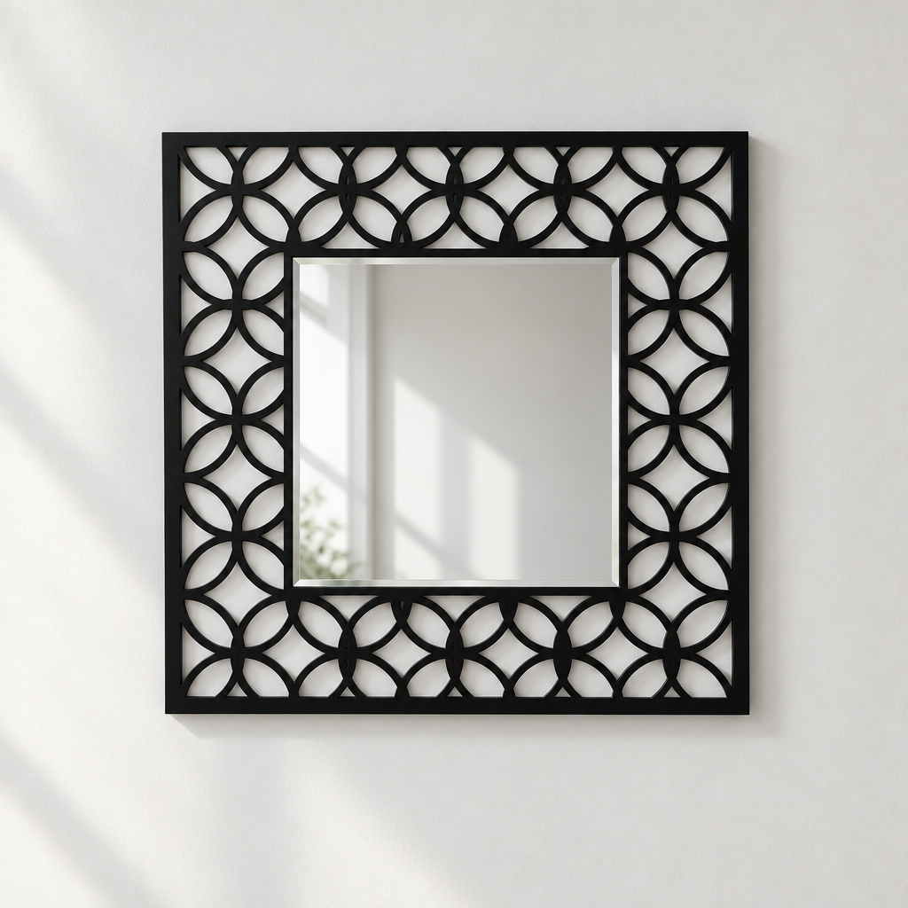 Llave griega redonda decorativa Espejo De Pared – Decoración de pared con espejo clásico moderno