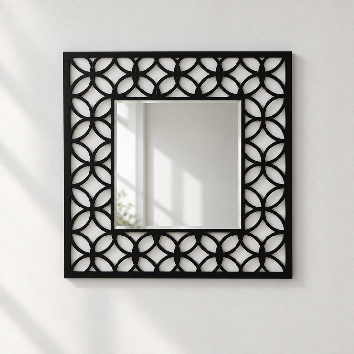 Llave griega redonda decorativa Espejo De Pared – Decoración de pared con espejo clásico moderno