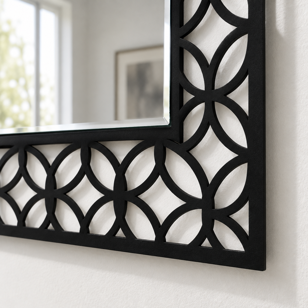 Llave griega redonda decorativa Espejo De Pared – Decoración de pared con espejo clásico moderno