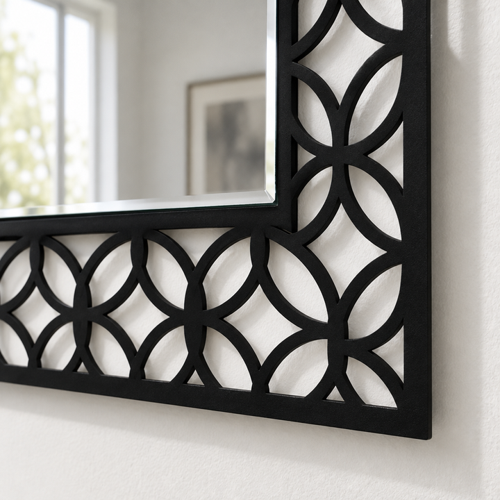 Llave griega redonda decorativa Espejo De Pared – Decoración de pared con espejo clásico moderno