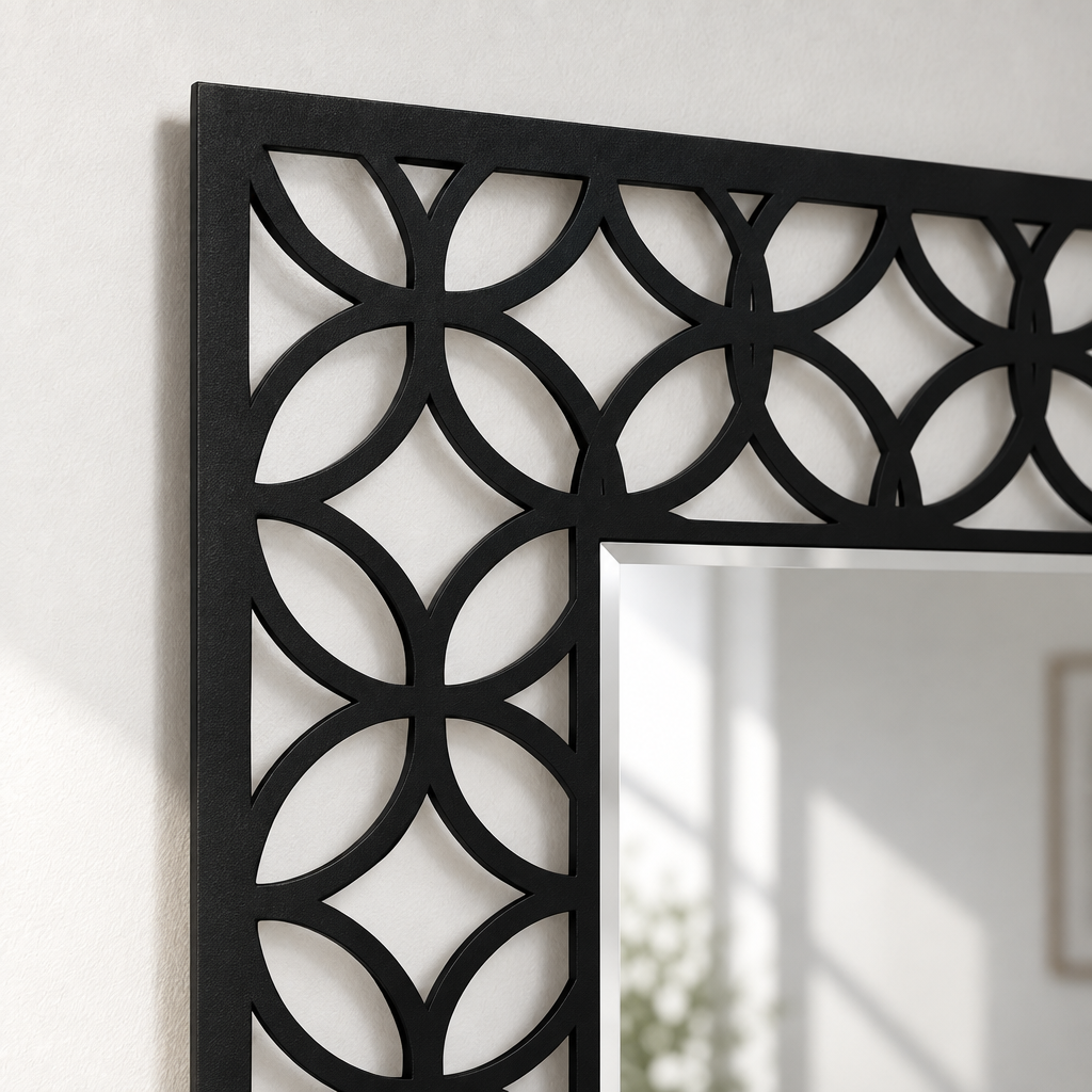 Llave griega redonda decorativa Espejo De Pared – Decoración de pared con espejo clásico moderno