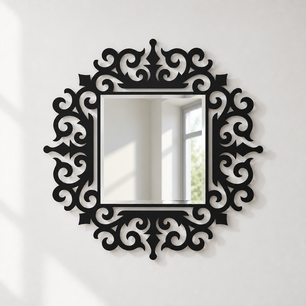 Llave griega redonda decorativa Espejo De Pared – Decoración de pared con espejo clásico moderno