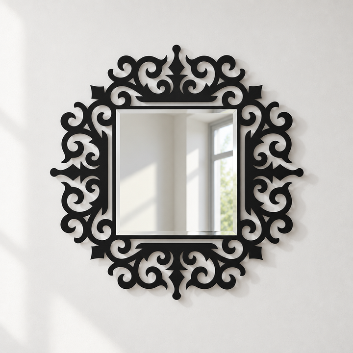Llave griega redonda decorativa Espejo De Pared – Decoración de pared con espejo clásico moderno