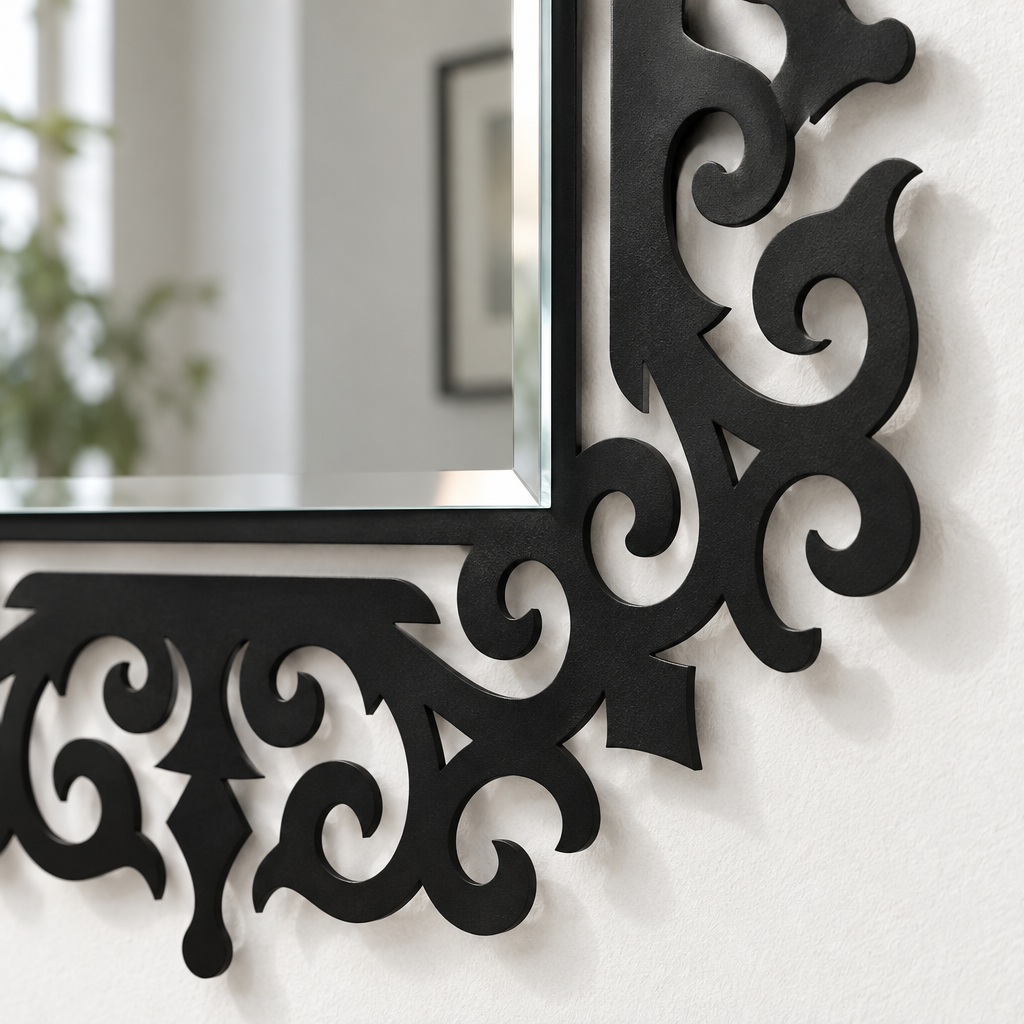 Llave griega redonda decorativa Espejo De Pared – Decoración de pared con espejo clásico moderno