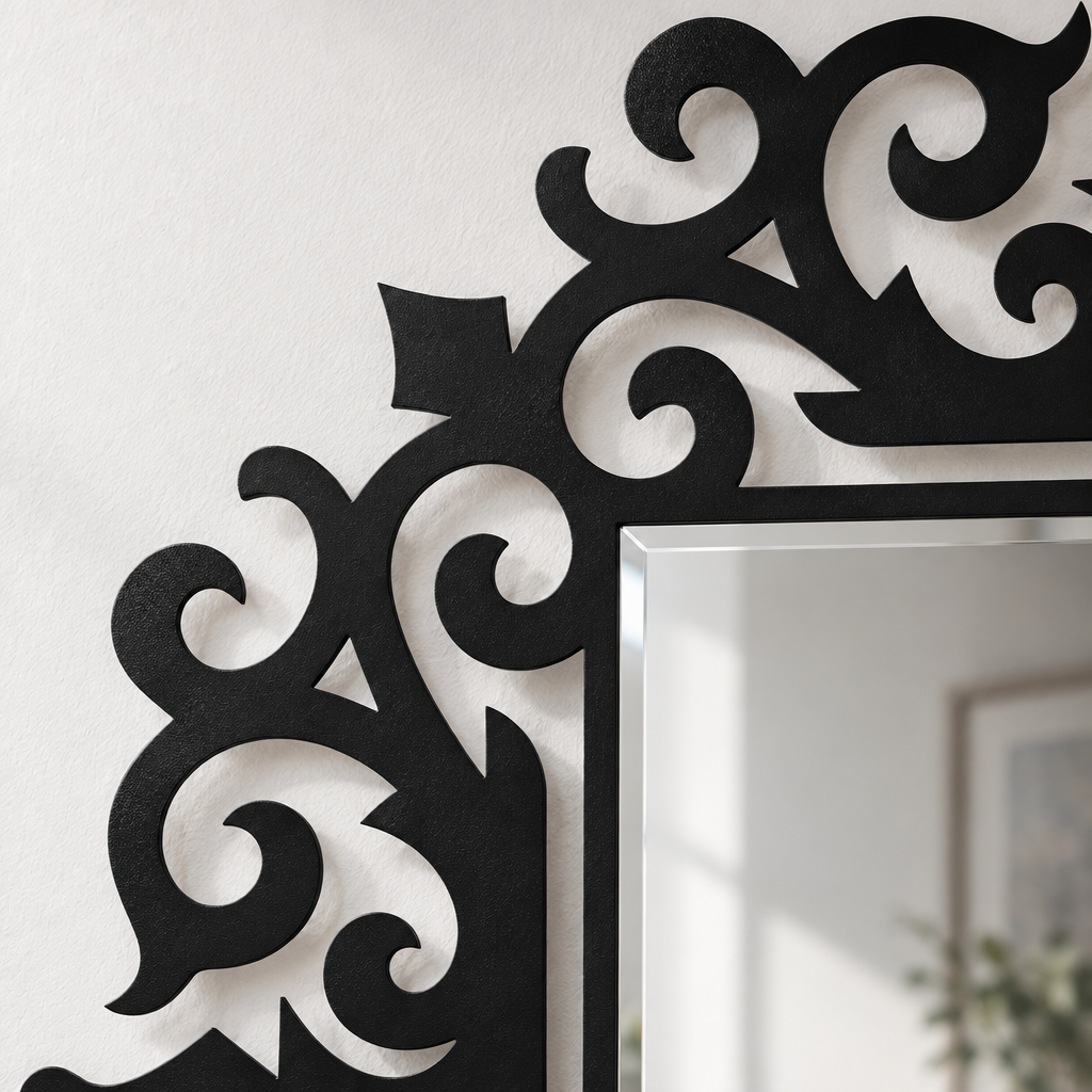 Llave griega redonda decorativa Espejo De Pared – Decoración de pared con espejo clásico moderno