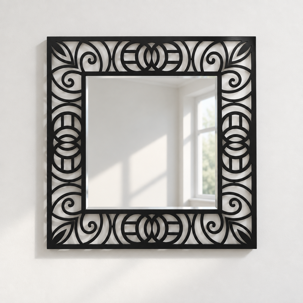 Décoration ronde à motif grec Miroir Mural–Décoration murale miroir classique moderne