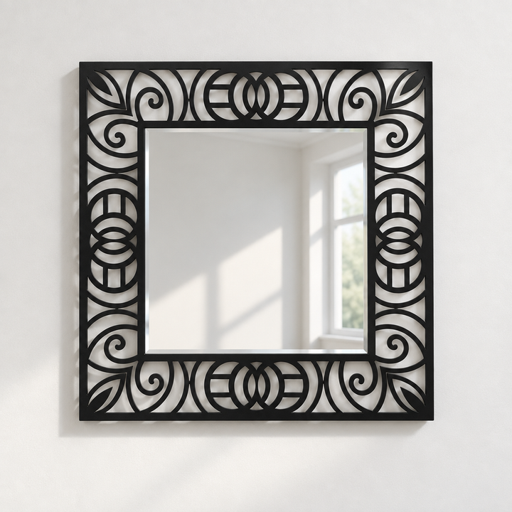 Décoration ronde à motif grec Miroir Mural–Décoration murale miroir classique moderne