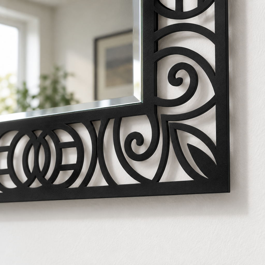 Décoration ronde à motif grec Miroir Mural–Décoration murale miroir classique moderne