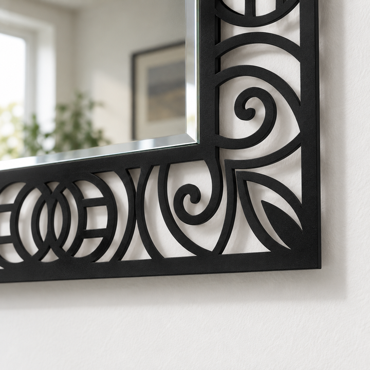 Décoration ronde à motif grec Miroir Mural–Décoration murale miroir classique moderne