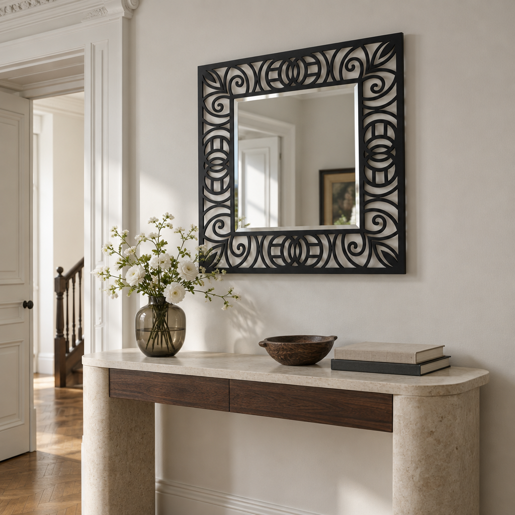 Décoration ronde à motif grec Miroir Mural–Décoration murale miroir classique moderne