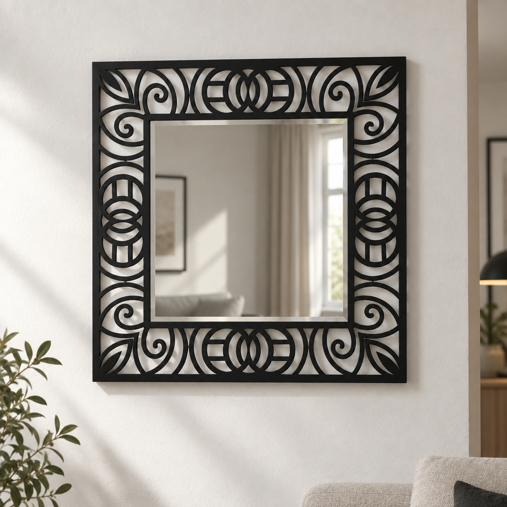 Décoration ronde à motif grec Miroir Mural–Décoration murale miroir classique moderne