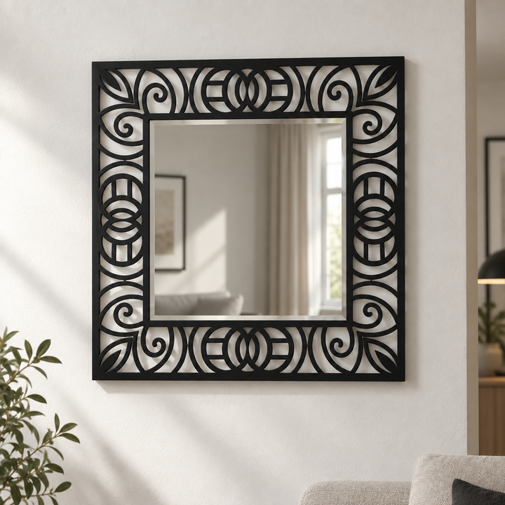 Décoration ronde à motif grec Miroir Mural–Décoration murale miroir classique moderne