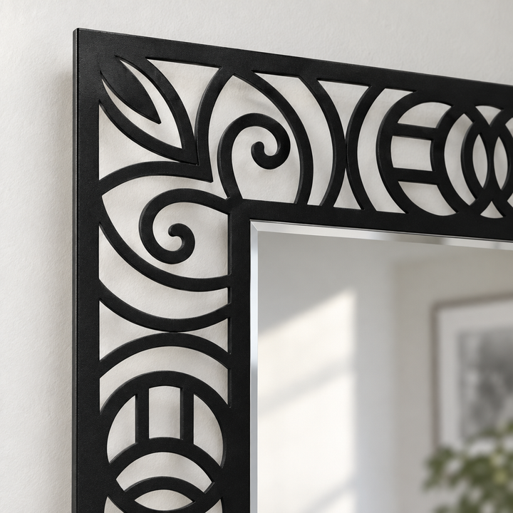 Décoration ronde à motif grec Miroir Mural–Décoration murale miroir classique moderne