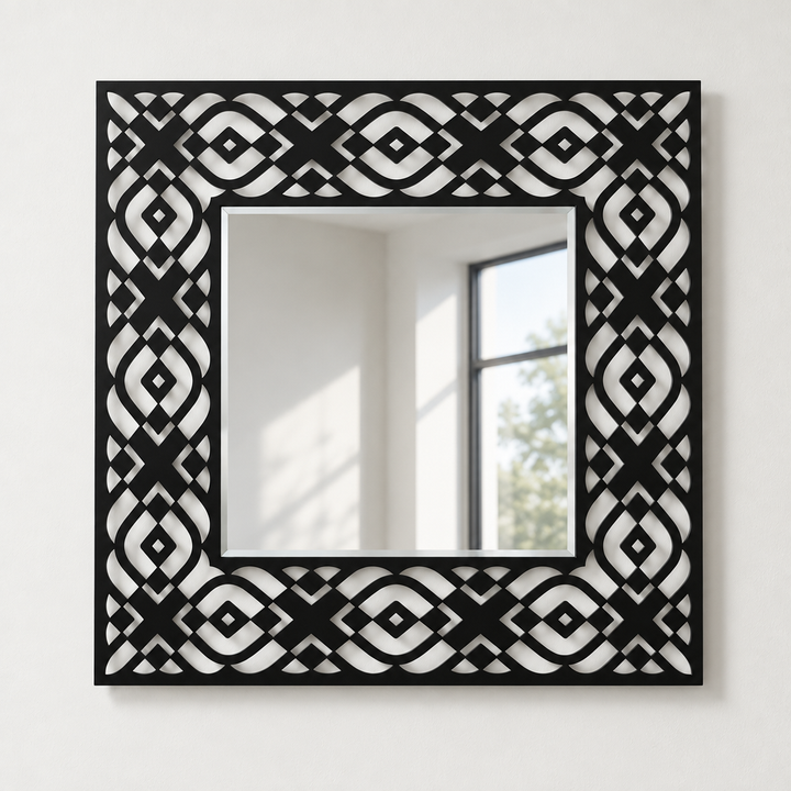 Décoration ronde à motif grec Miroir Mural–Décoration murale miroir classique moderne