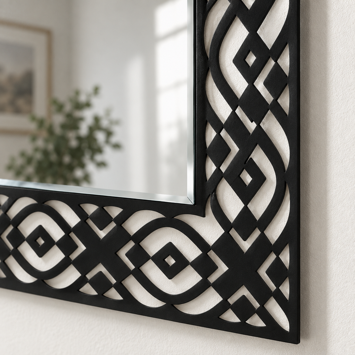 Décoration ronde à motif grec Miroir Mural–Décoration murale miroir classique moderne