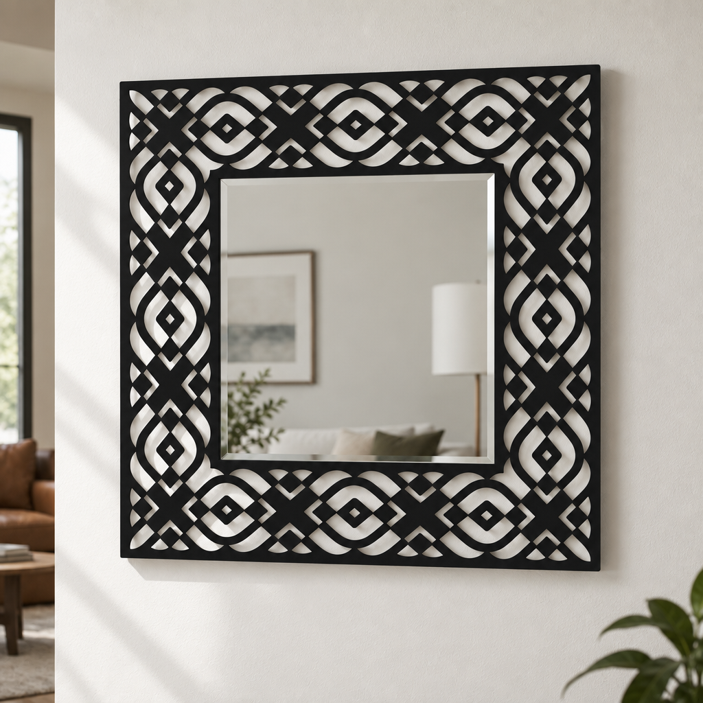 Décoration ronde à motif grec Miroir Mural–Décoration murale miroir classique moderne