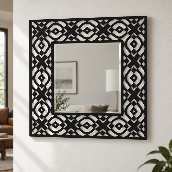 Décoration ronde à motif grec Miroir Mural–Décoration murale miroir classique moderne