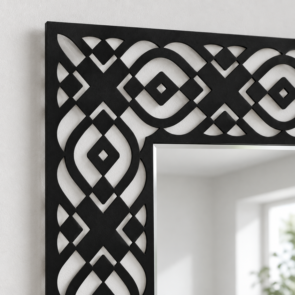 Décoration ronde à motif grec Miroir Mural–Décoration murale miroir classique moderne