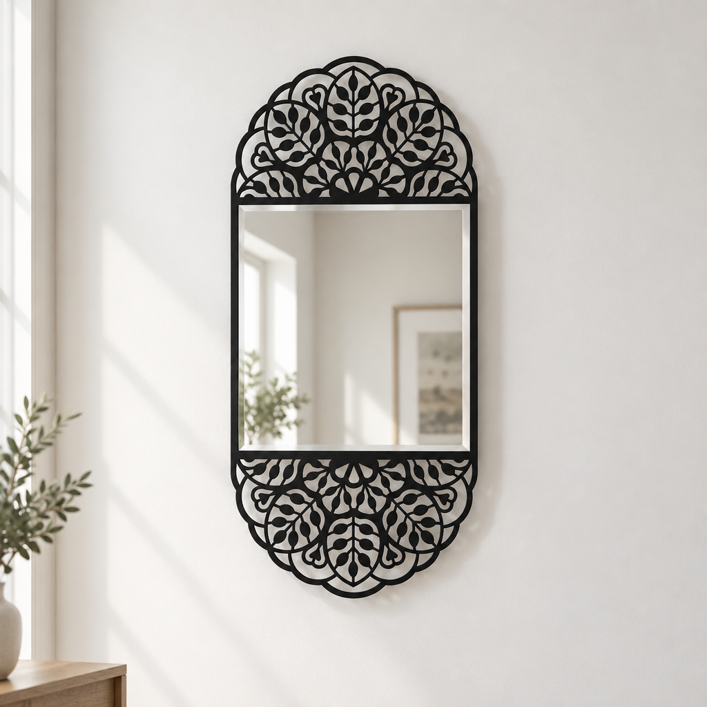Décoration ronde à motif grec Miroir Mural–Décoration murale miroir classique moderne