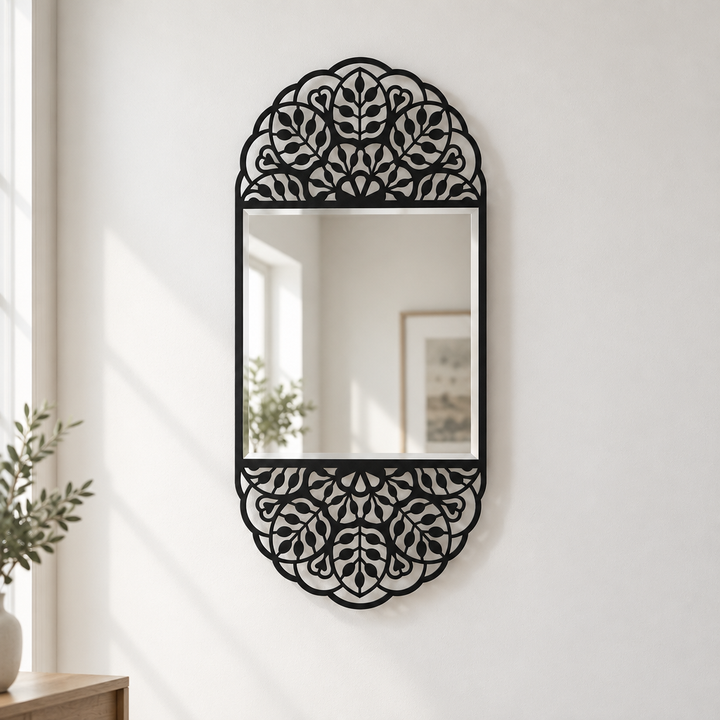 Décoration ronde à motif grec Miroir Mural–Décoration murale miroir classique moderne