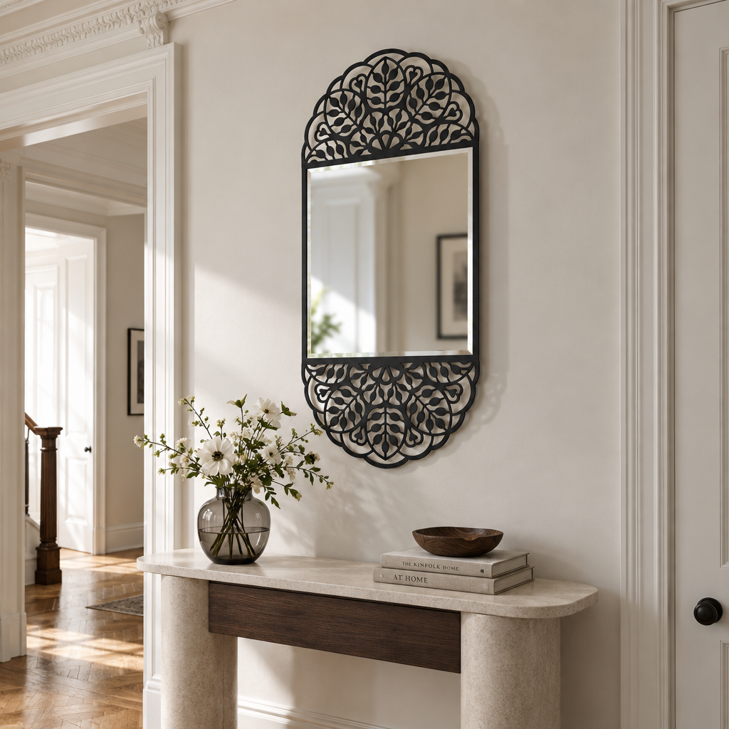 Décoration ronde à motif grec Miroir Mural–Décoration murale miroir classique moderne