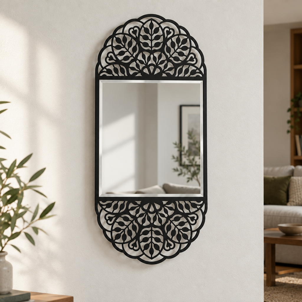 Décoration ronde à motif grec Miroir Mural–Décoration murale miroir classique moderne