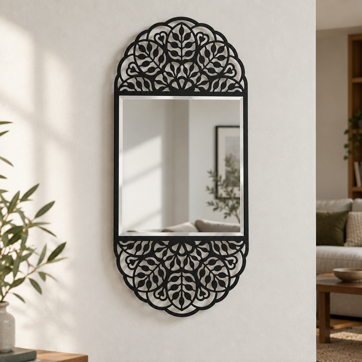 Décoration ronde à motif grec Miroir Mural–Décoration murale miroir classique moderne