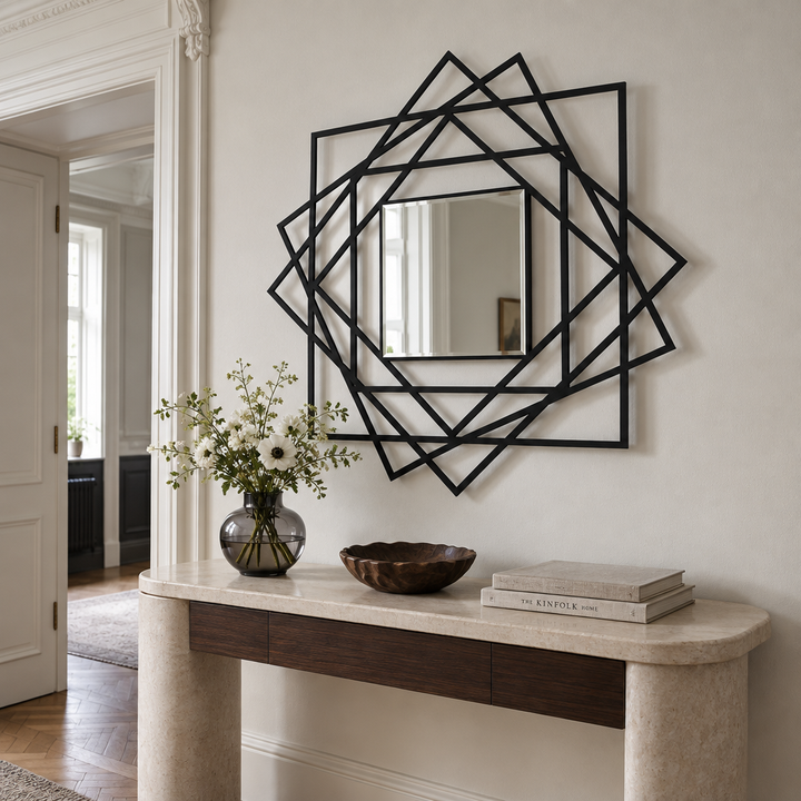 Décoration ronde à motif grec Miroir Mural–Décoration murale miroir classique moderne