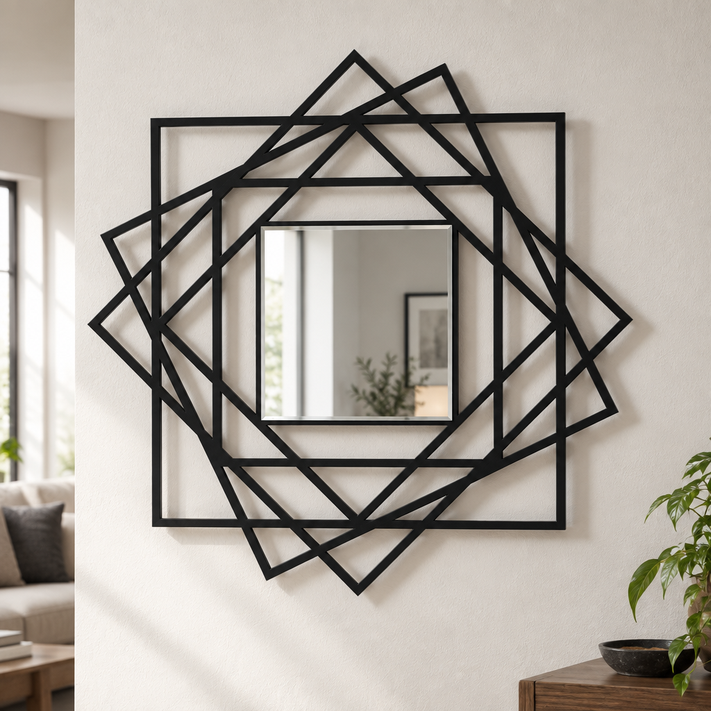 Décoration ronde à motif grec Miroir Mural–Décoration murale miroir classique moderne
