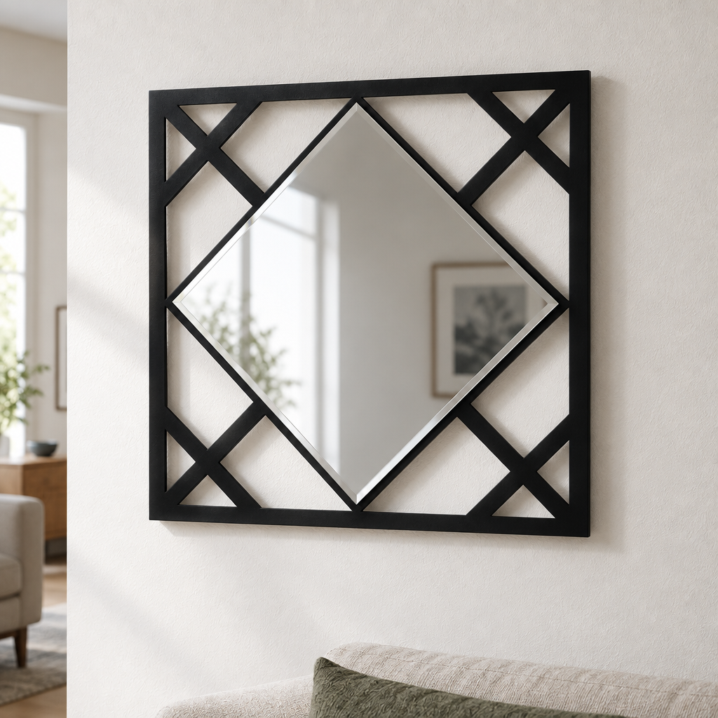 Diamond Lines – Modern Geometric Wall Mirror