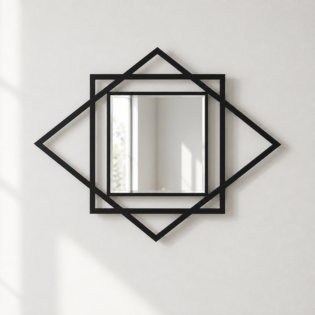 Armonía de Diamante – Cuadrado Geométrico Espejo De Pared
