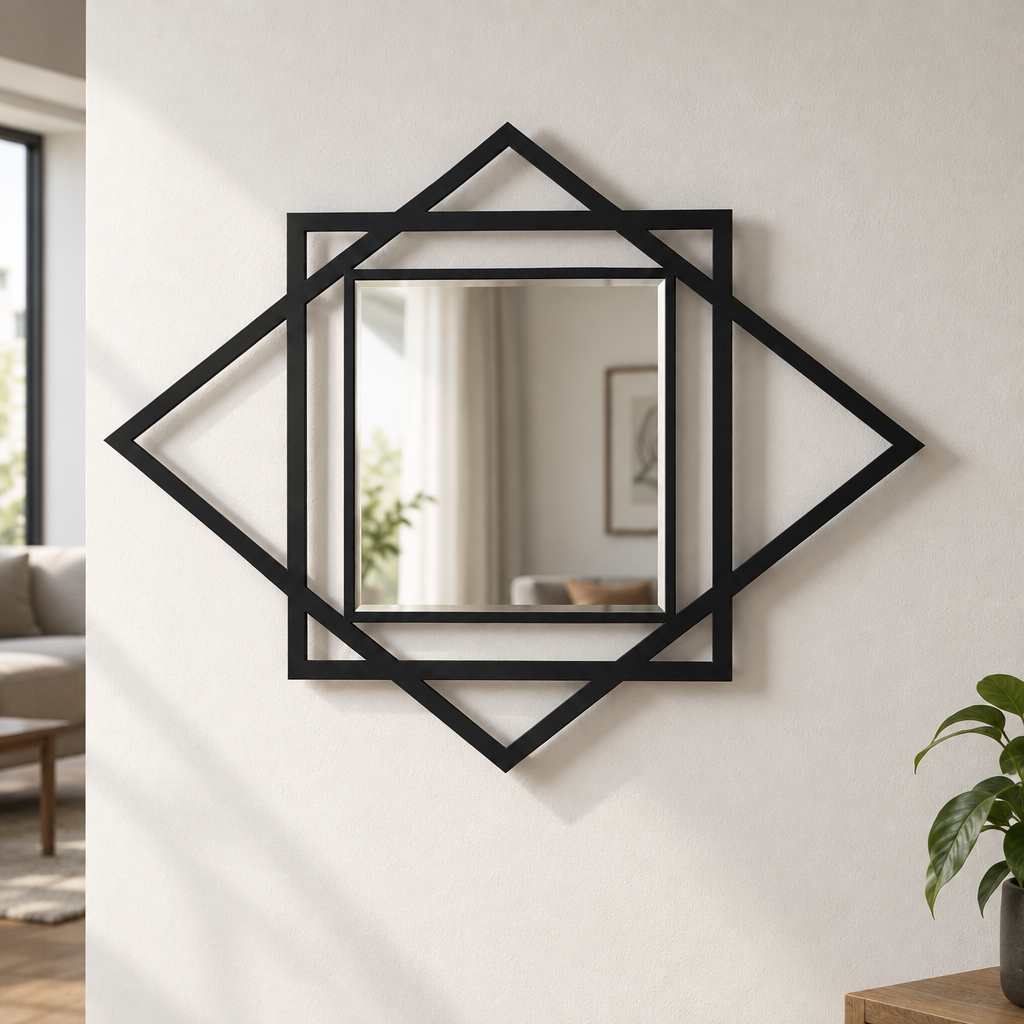 Armonía de Diamante – Cuadrado Geométrico Espejo De Pared