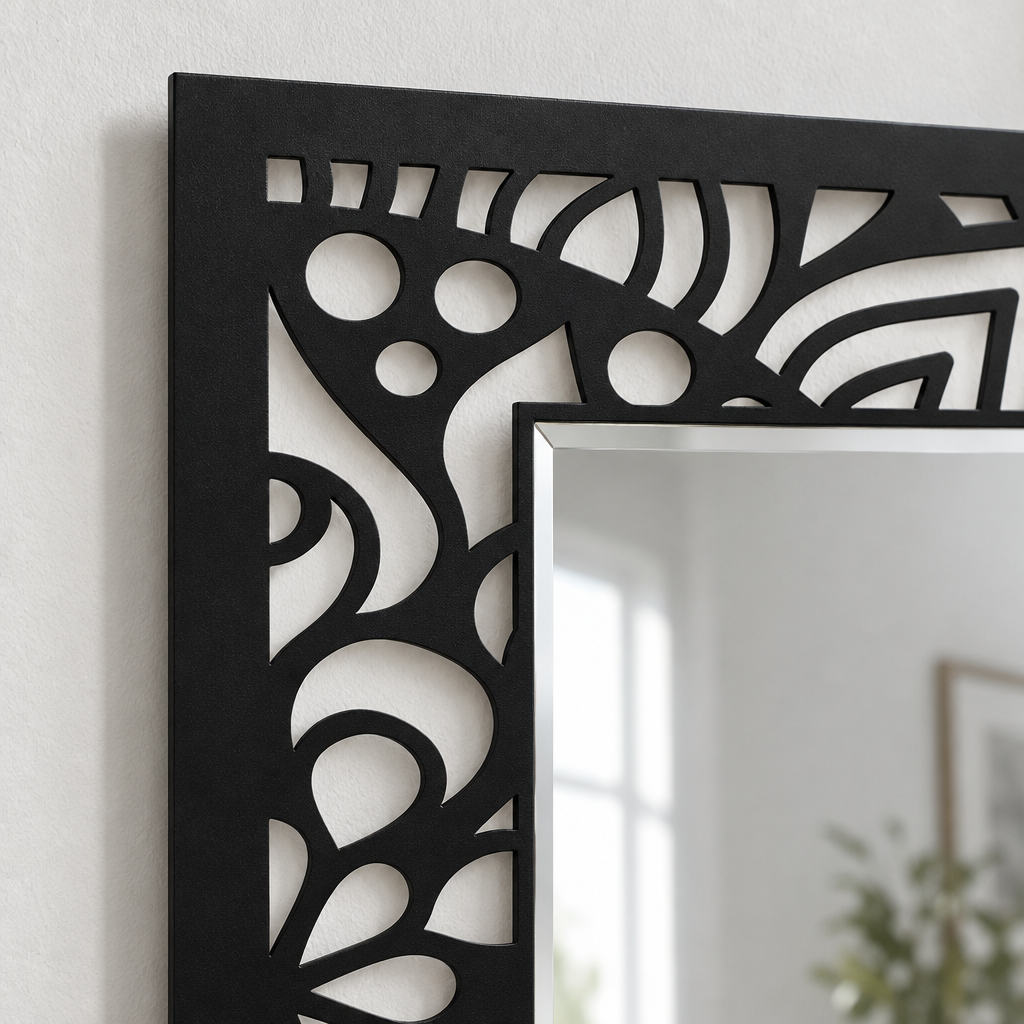 Abstract Mandala Frame Metal Floor Mirror – Modern Pattern Design