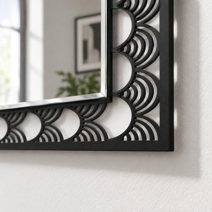Décoration ronde à motif grec Miroir Mural–Décoration murale miroir classique moderne