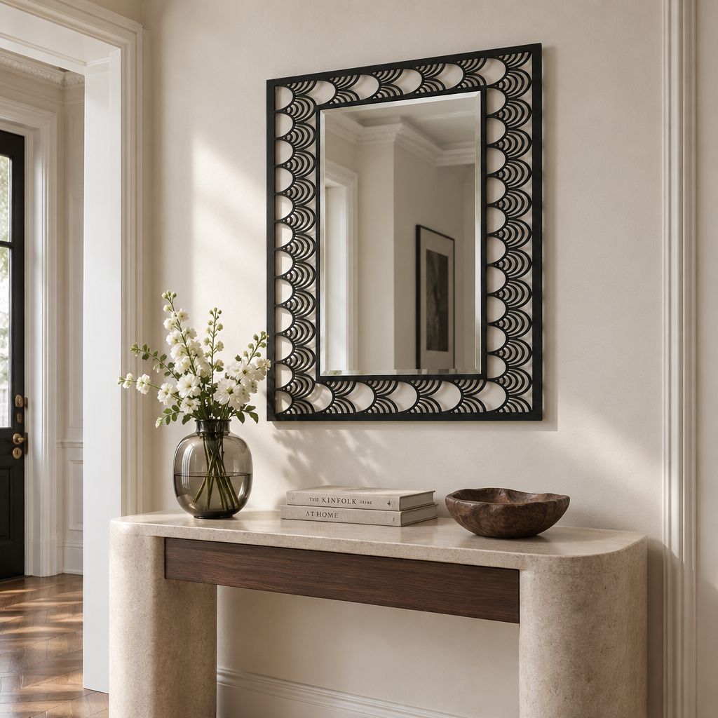 Décoration ronde à motif grec Miroir Mural–Décoration murale miroir classique moderne