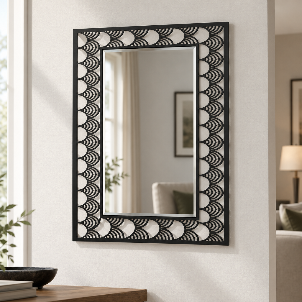Décoration ronde à motif grec Miroir Mural–Décoration murale miroir classique moderne