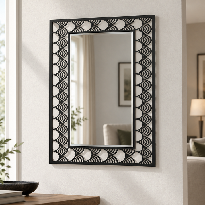 Décoration ronde à motif grec Miroir Mural–Décoration murale miroir classique moderne