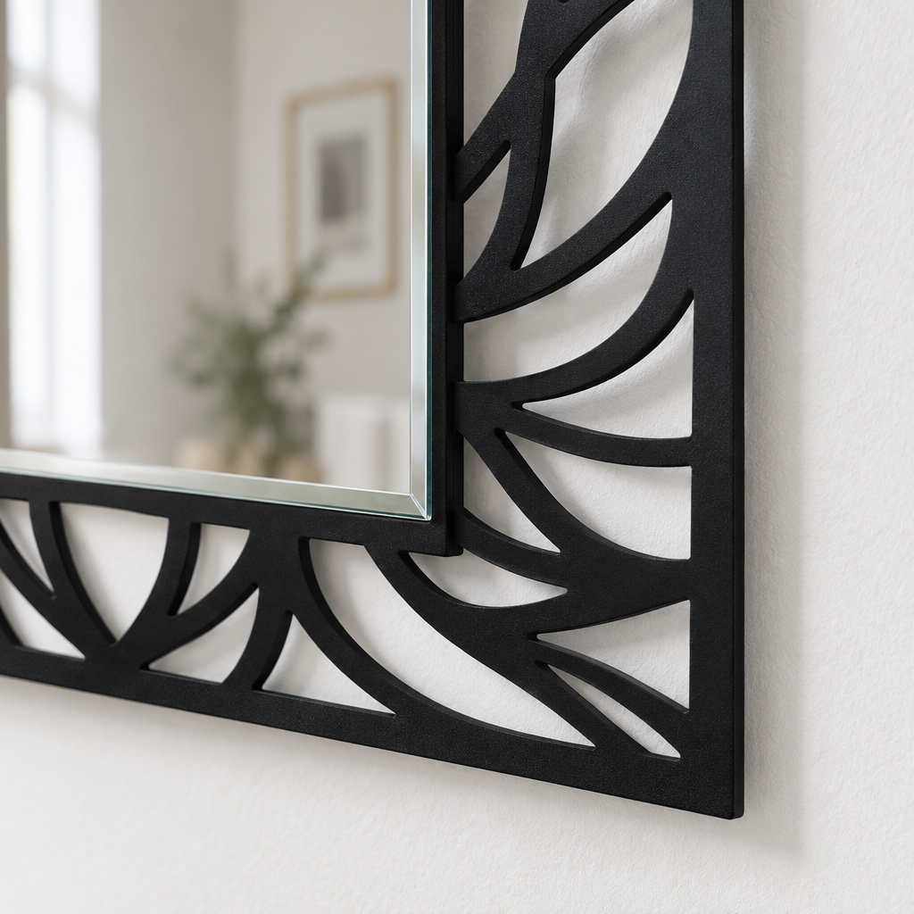Llave griega redonda decorativa Espejo De Pared – Decoración de pared con espejo clásico moderno