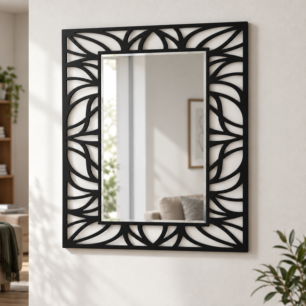 Llave griega redonda decorativa Espejo De Pared – Decoración de pared con espejo clásico moderno