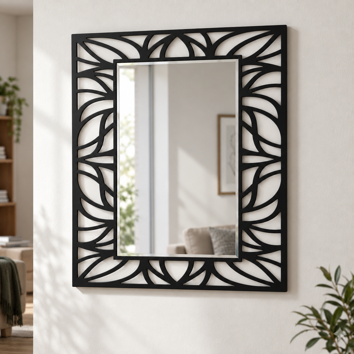 Llave griega redonda decorativa Espejo De Pared – Decoración de pared con espejo clásico moderno