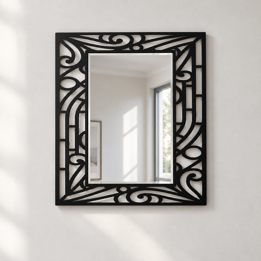 Llave griega redonda decorativa Espejo De Pared – Decoración de pared con espejo clásico moderno