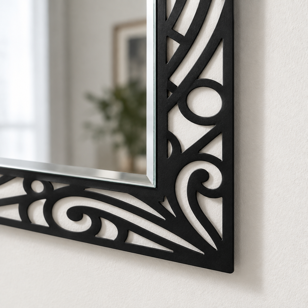 Llave griega redonda decorativa Espejo De Pared – Decoración de pared con espejo clásico moderno