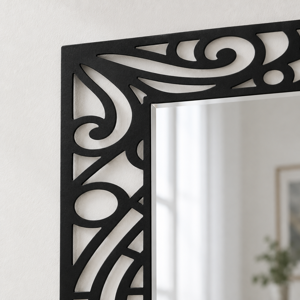 Llave griega redonda decorativa Espejo De Pared – Decoración de pared con espejo clásico moderno