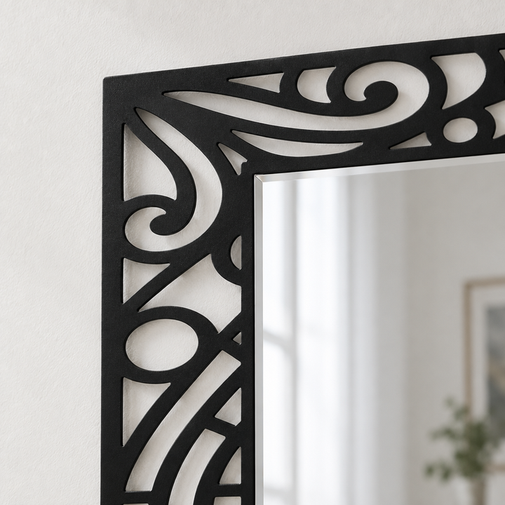 Llave griega redonda decorativa Espejo De Pared – Decoración de pared con espejo clásico moderno