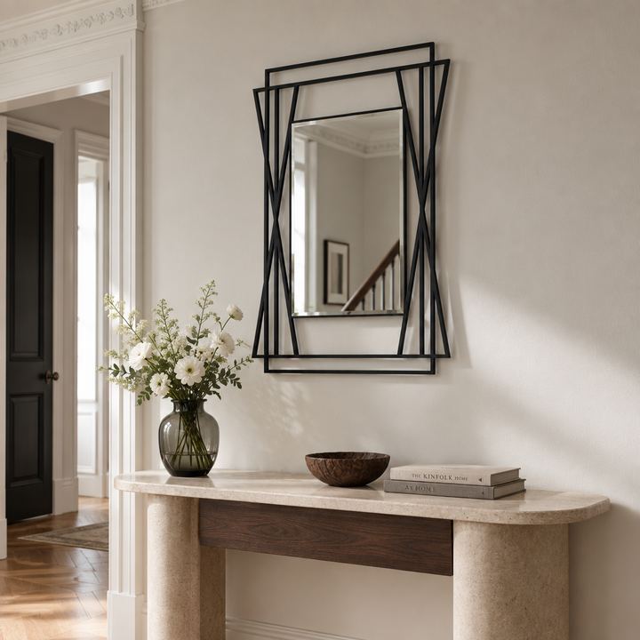 Décoration ronde à motif grec Miroir Mural–Décoration murale miroir classique moderne