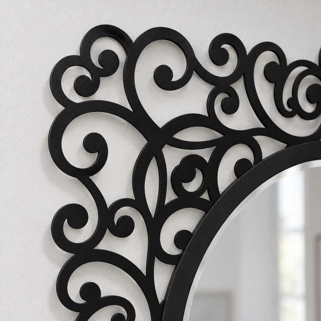 Llave griega redonda decorativa Espejo De Pared – Decoración de pared con espejo clásico moderno