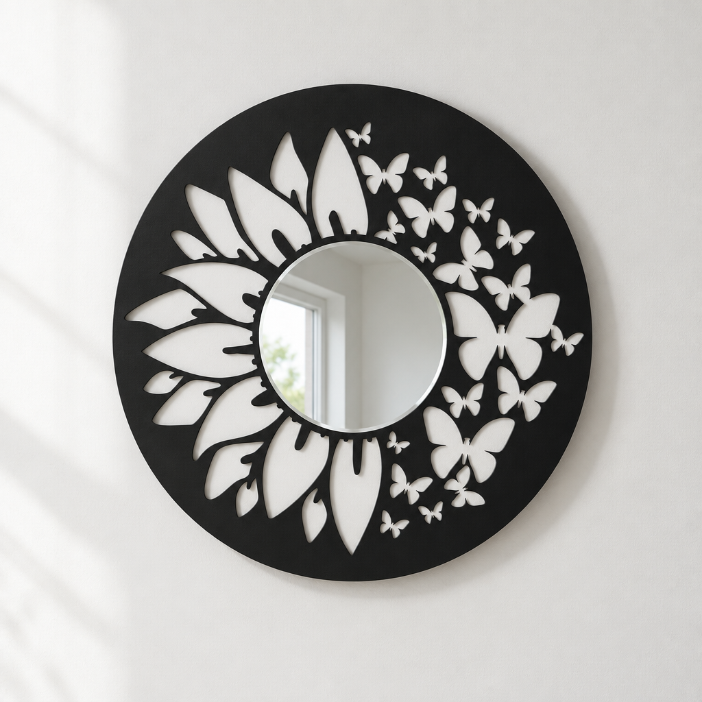 Llave griega redonda decorativa Espejo De Pared – Decoración de pared con espejo clásico moderno
