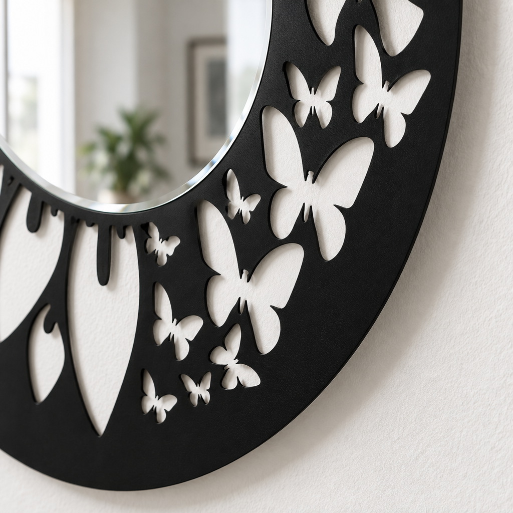 Llave griega redonda decorativa Espejo De Pared – Decoración de pared con espejo clásico moderno