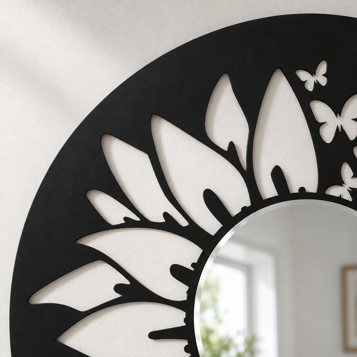 Llave griega redonda decorativa Espejo De Pared – Decoración de pared con espejo clásico moderno